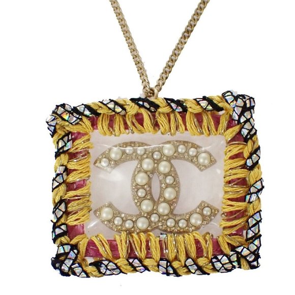 CHANEL CC Logo Chain Necklace Imitation Pearl Gold France Accessory - Picture 11 of 14